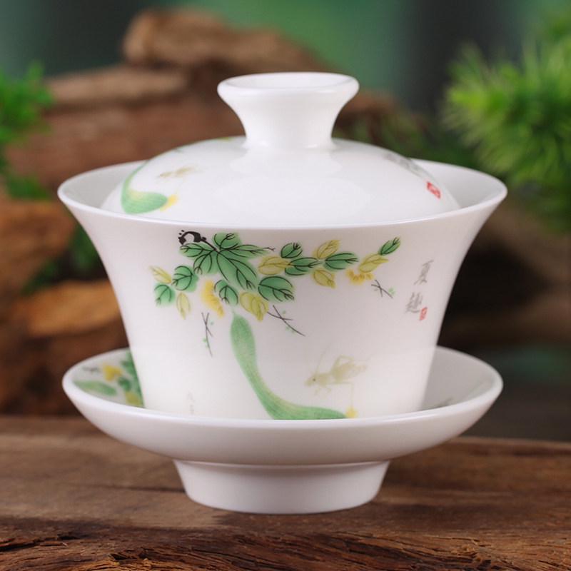 Gaiwan Teacup Set: Blue and White Ceramic with Lid, 120ml Capacity
