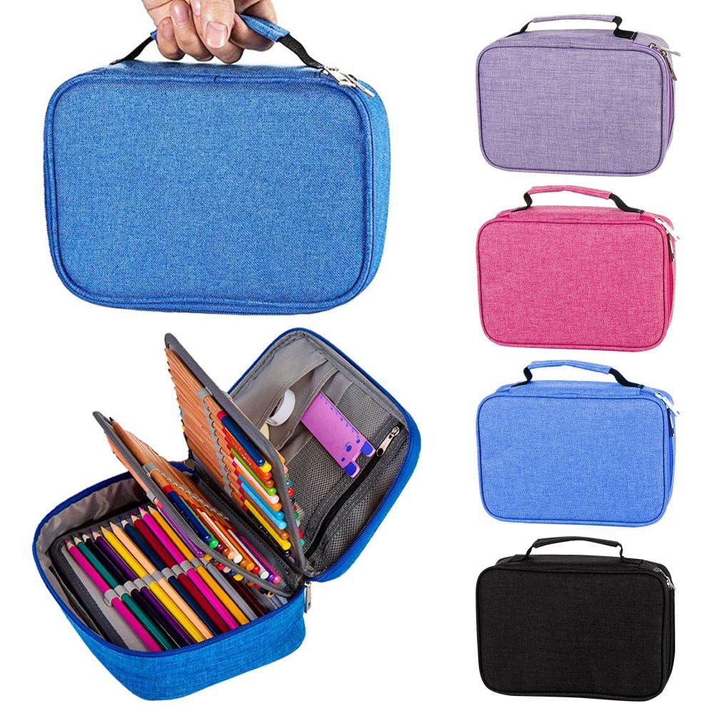 

С фиксированной сумкой, ящиком для хранения, канцелярской коробкой, 72 слотами, держателем для рисования, многофункциональной сумкой для карандашей