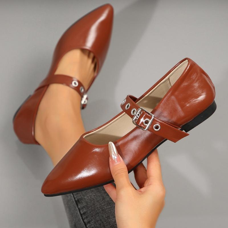 2025 Women Shoes Brand Women's Pumps Sexy Pointed Low Heel Pumps Fashion Shallow Buckle Flat Shoes Zapatos Size 36-43
