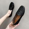Women's Square Toe Loafers - Soft Leather, Hollowed-Out Flats for Spring/Summer 2025