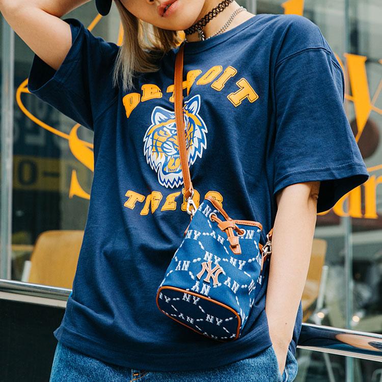 New MLB Drop Shoulder Sleeve T Shirt Unisex Marine Blue 3ATSC2023-46NYS