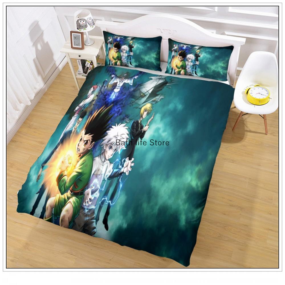 3D-Druck Anime Hunter X Hunter Bettwäsche-Set Hisoka Killua Zoldyck Charakter Cartoon Bettbezug-Set 2/3 Teile Geschenk für Kinder Jungen