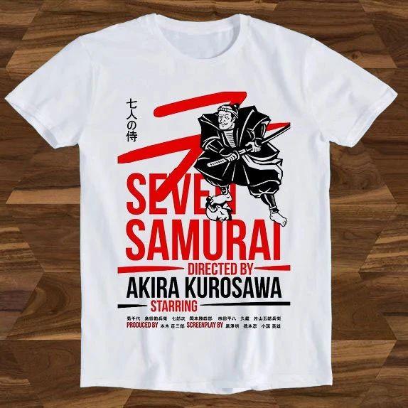 

Seven Samurai Kurosawa Akira Japanese Movie Print T-shirt Vintage Classic Movie Top Harajuku 90s Top Casual Loose T-shirt Unisex 5XL різнокольоровий