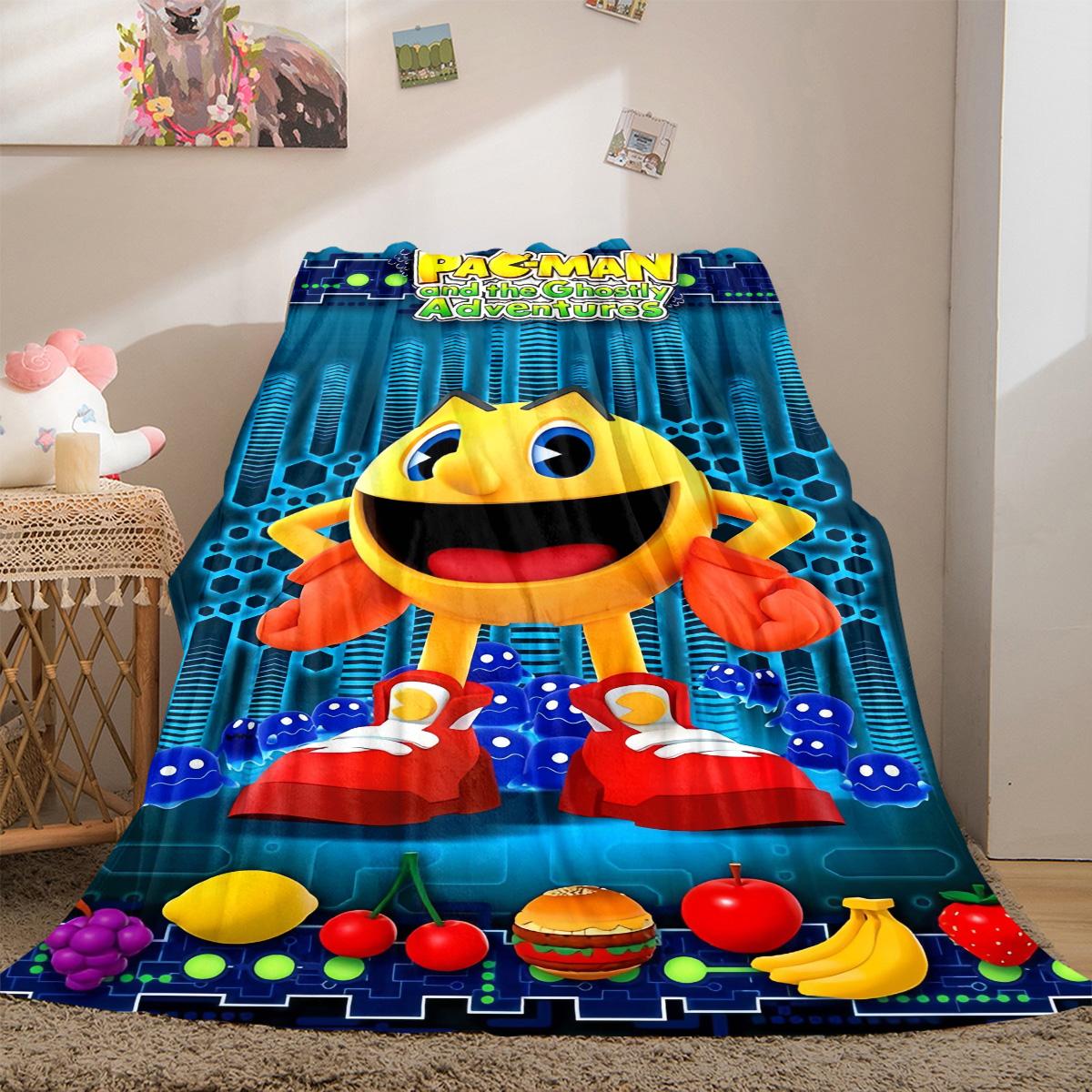 Pac-man Game Soft Flannel Throw Blanket Lightweight Fuzzy Blanket for Couch, Sofa,and Bed LXR81 75x90cm