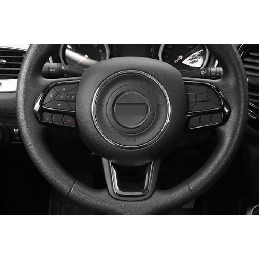 For Jeep Compass 17-2021 Glossy Black Steering Wheel Control Cover Trim 2pcs