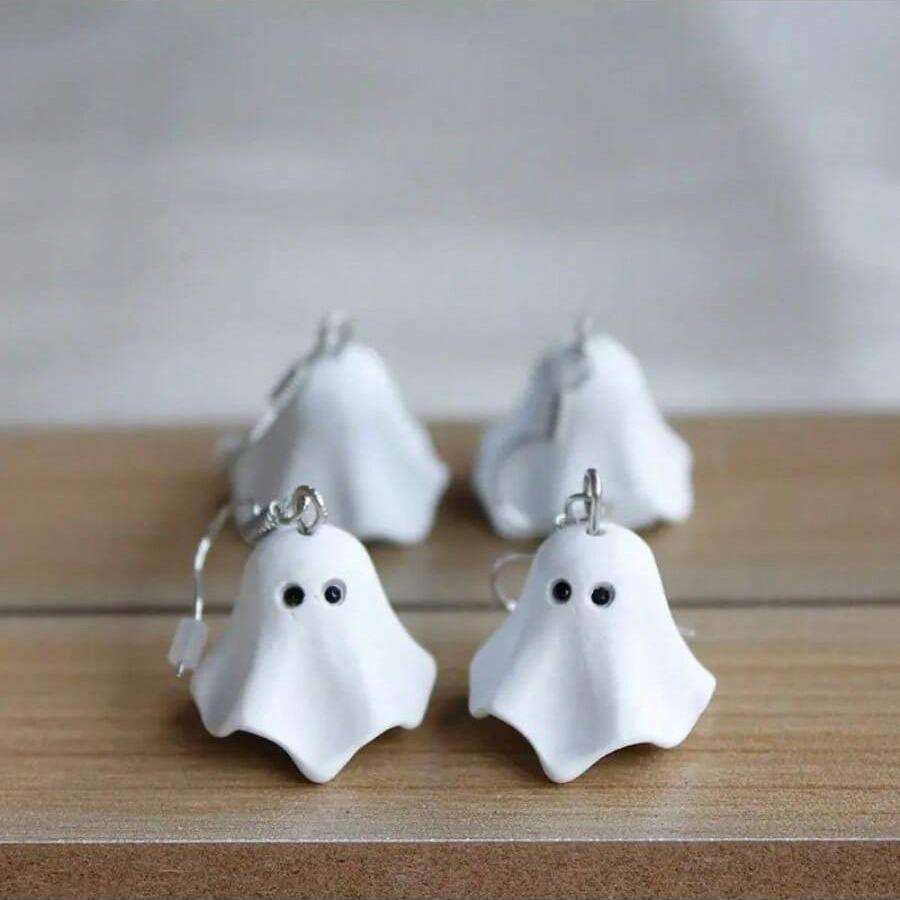 Cute Halloween Ghost Drop Earrings for Women Girls Fashion Little Ghost Ear Drop Birthday Party Zircon Accessories Gift