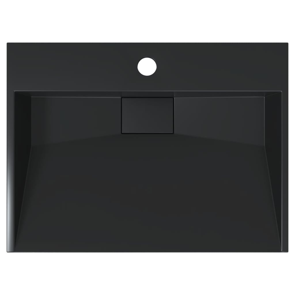 Wash Basin 50 X 38 X 11 Cm Mineral Cast Marble Cast Matte Black