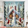 2pcs,2D Plane Printing Minimalist Curtains Christmas Snow and Animals Polyester Woven (without Rod) Home Decor Perfect for