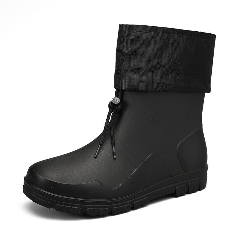 

F609 high-top elastic band fashion rain shoes autumn new waterproof men s boots black fashion dad water shoes 39