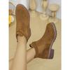 Women's Shoes 2025 High Quality Belt Buckle Women's Boots Fashion Plus Size Modern Boots Women Hot Sale Round Toe Naked Boots