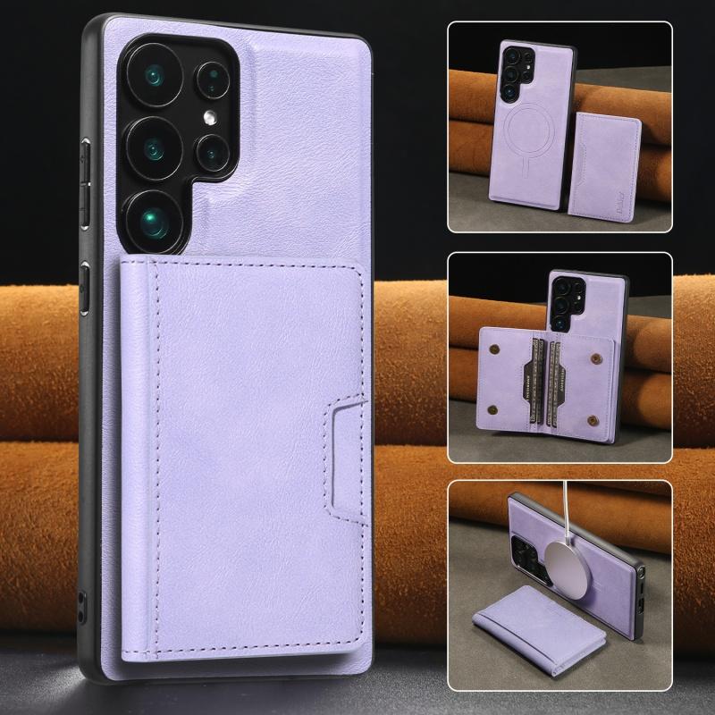 Wireless Charging Flip Leather Phone Case For Samsung Galaxy S26 Ultra S25 Plus S24 Ultra S23 Magnetic Wallet Card Cover Coque