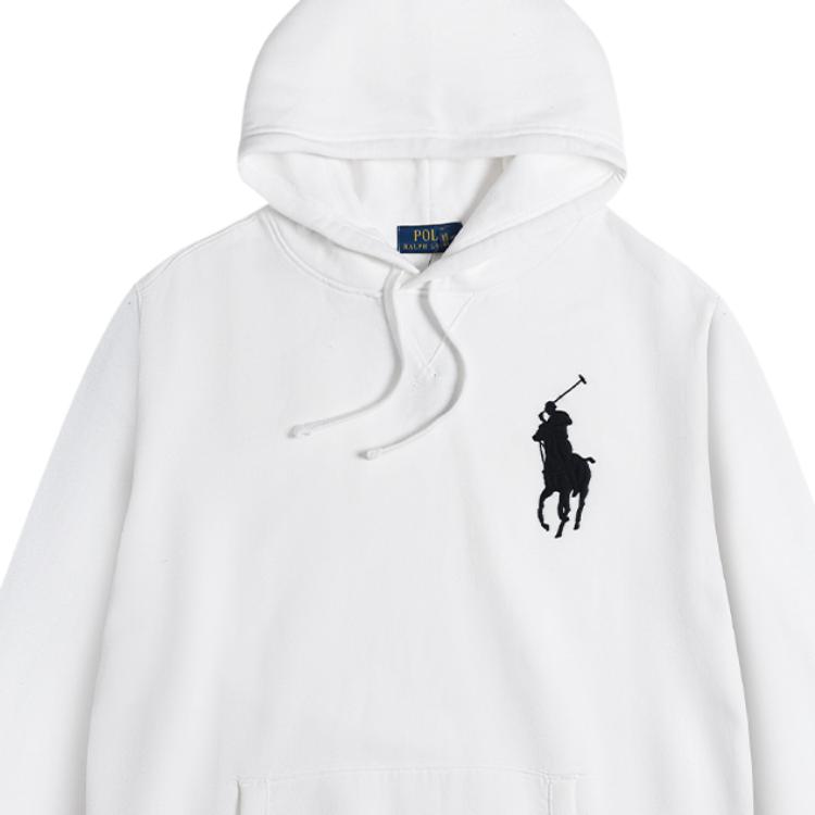 Polo Ralph Lauren Big Pony Logo Embroidered Hooded Fleece Long Sleeve Sweatshirt Men Sweatshirt White 710790622-005