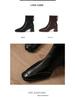 Retro Square Toe High Heel Ankle Boots for Women - Autumn/Winter Chunky Martin Boots In British Style, Red/Brown, 6CM Heel.