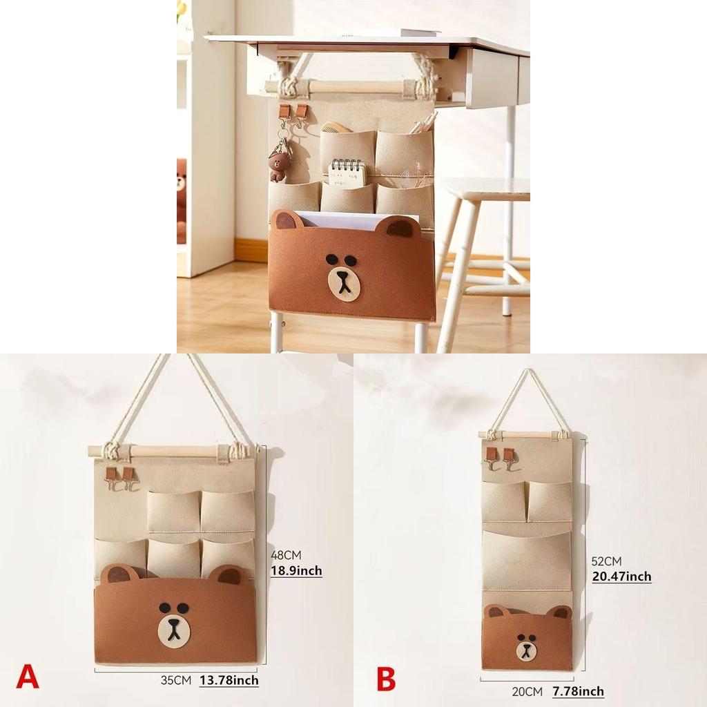 Bear Cartoon Wall Hanging Storage Bag For Bedroom Organizer And Multipurpose Use