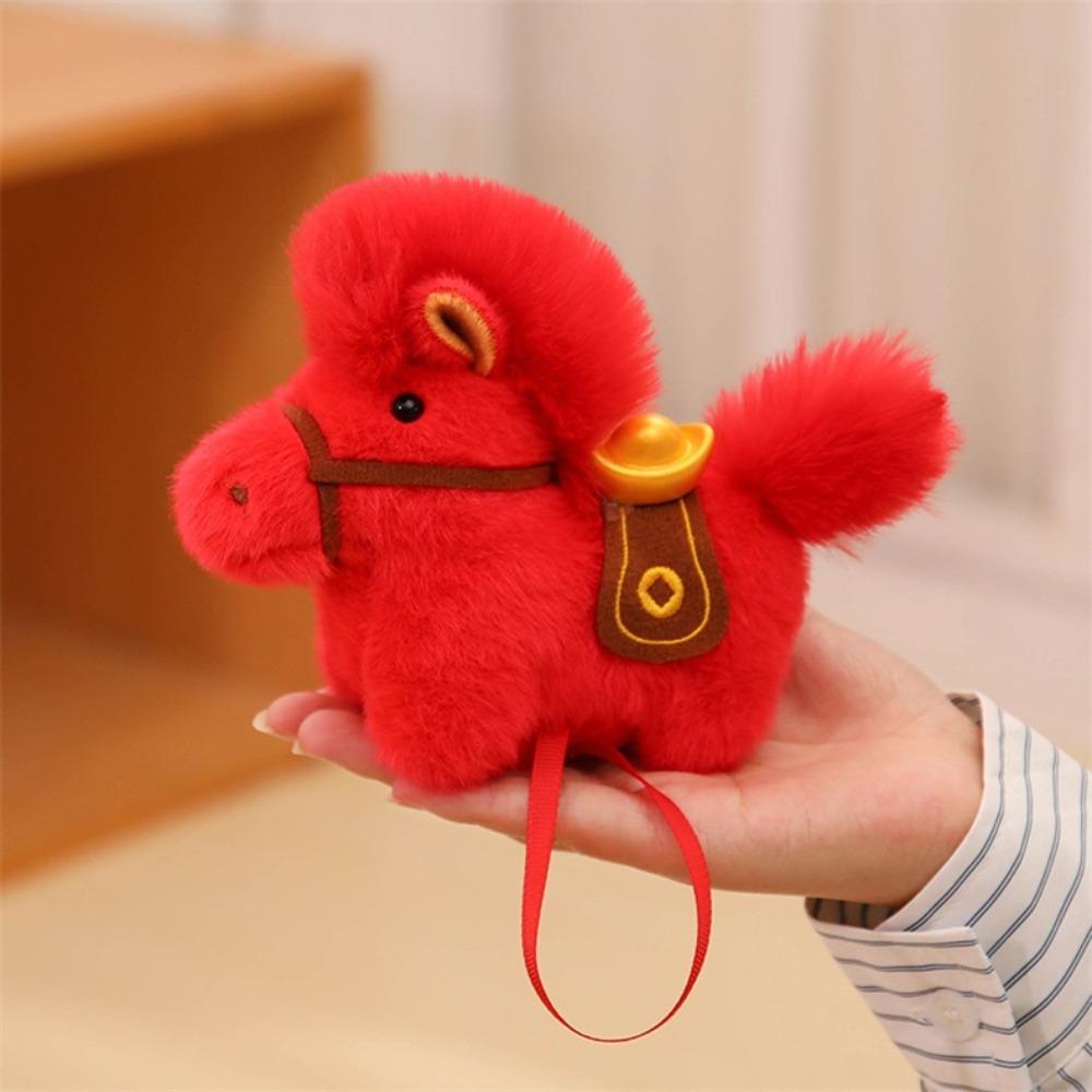 New Soft Horse Stuffed Animal Festive  Magnetic Horse Plush Toys Lunar New Year Gift Horse Year Throw Pillow Kids Gift