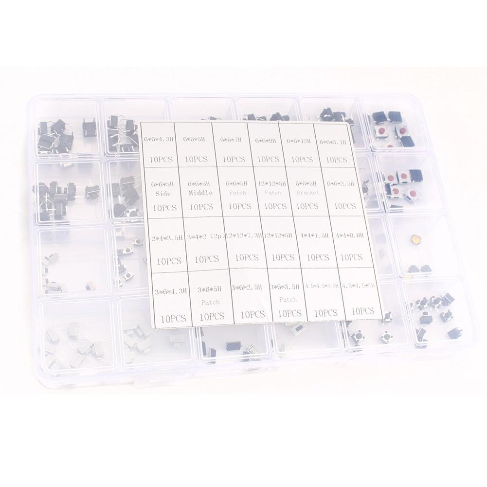 For Mini Switch Compatible Tactile Push Buttons 240 pcs 24 Value Types for Integration in Audio Equipment and Office Machinery