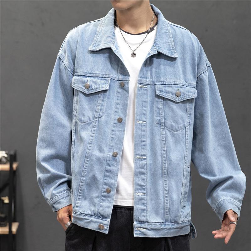 New Spring and Autumn Men's Denim Clothing, Couple Solid Color Loose Jacket Men's Casual Denim Jacket