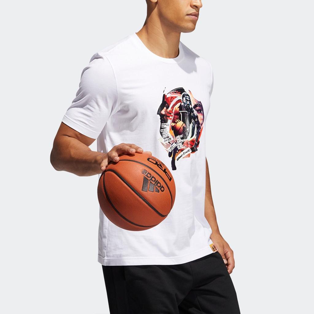 Adidas T Shirts Men's White Crew Neck Moderate Straight Fit GH6720