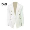 Women Suit Coat Lapel Long Sleeve Solid Color Suit Jacket Loose Fit Double Breasted Work Outwear Business Casual Wear