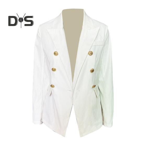 Women Suit Coat Lapel Long Sleeve Solid Color Suit Jacket Loose Fit Double Breasted Work Outwear Business Casual Wear