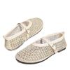 Fashion Mesh Breathable Rhinestone Fashion Versatile Women's New Foreign Style Niche Belt Flat Soft Soled Mary Jane Shoes Womens Shoes