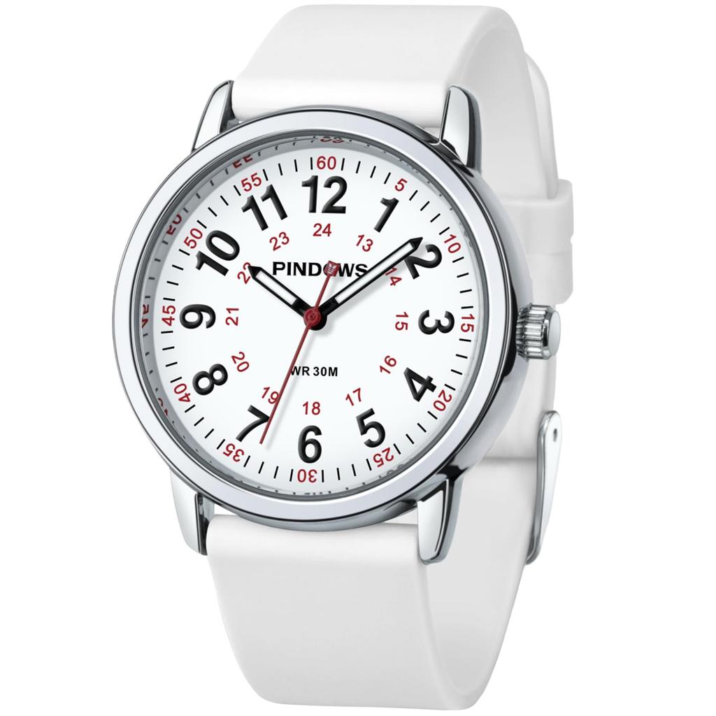PINDOWS Unisex Analog Quartz Watch for 30m Water Military Time Luminous Dial for Easy Visibility Women's Watch, Students, Resistant, Display,