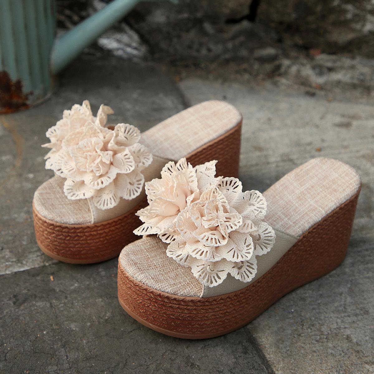 

Slippers, Thick-soled Shoes, Sandals, Women s Shoes, Anti-slip Shoes, Platform Shoes 43 бежевий