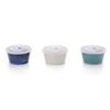 Natural Color Sealed Pots (set of 3) Navy, Ivory, and Dark Green. Set: Approx. 11.3cm Diameter X 6.3cm Height. Pot: Approx. 10.8cm Diameter X 5.6cm He