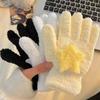 Women Solid Winter Warmer Soft Plush Outdoor Cartoon Star Cute Coral Velvet Gloves Cycling