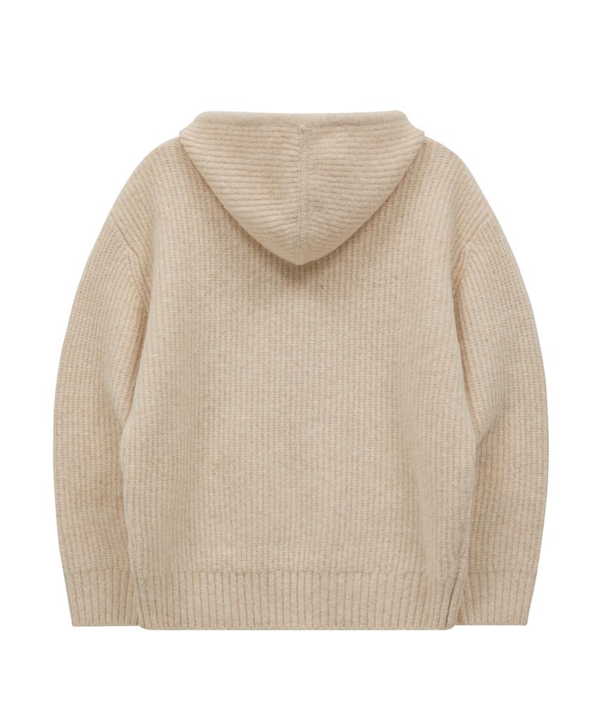 WAIKEI Big Star Check Applique Hoodie Knit Ivory