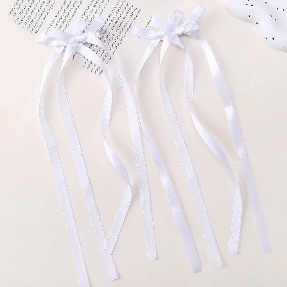 LOVEKIKI 2Pcs Long Tassel Hair Bow Hair Clips for Girl Lovely Ribbon Headwear Ins Party Ponytail Barrette Women Hair Accessories