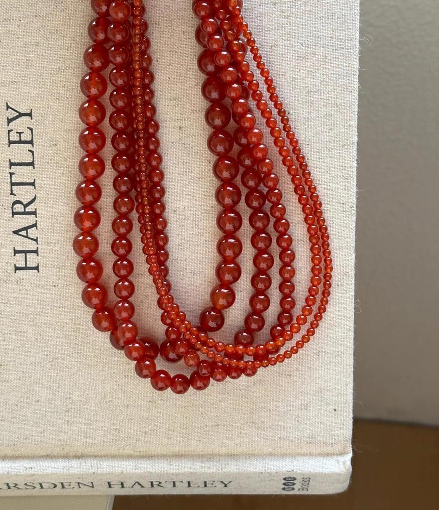 S925 Sterlingsilber Roter Achat Damen Halskette - Chinesisches Neujahr & Weihnachten Perlen Pulloverkette