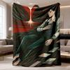 2026 Latest Flannel Blanket 1pc Anime Character Flannel Blanket Soft HD Digital Print, Red & Black Contemporary Design, AllSeason Lightweight Throw Fo