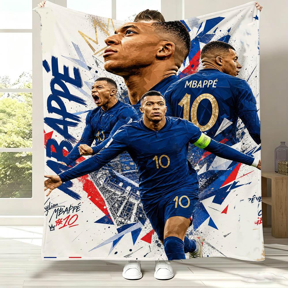 3D Football Star M-MbappeSs Cool Flannel Blanket Soft Throw Blanket Art For Home Decor Bedroom Bed Sofa Cover Picnic Fans Gifts