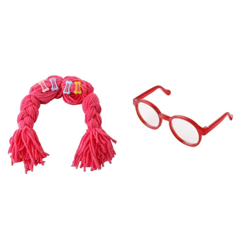 

2pack Pet Costume Accessories Playfulness Wigs With Glasses For Festives Event Photo Easy Wear Party Photo Fun