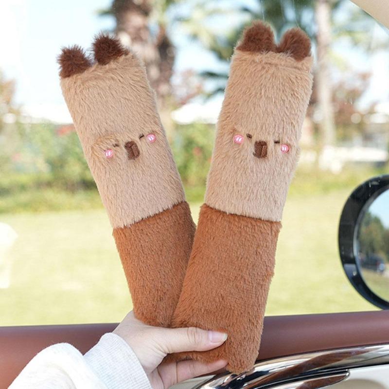 1pc  Warm Soft Plush Cartoon Capybara Car Seat Belt Shoulder Pads Cover Interior Accessories Creative Safety seatbelt cover