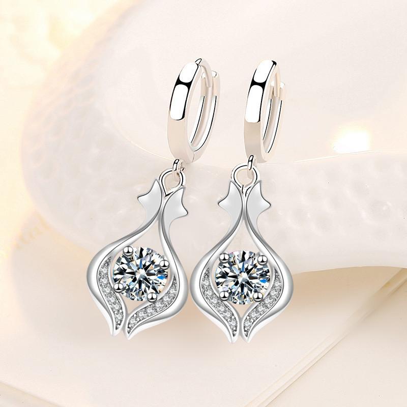 Water Drop Medium Length Earrings for Women Temperament Blue Crystal Women Earrings Engagement Wedding Gifts Jewelry Accessories