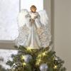 Engel Baumspitze Rustikaler Flacher Engel Anhänger Weihnachtsbaumspitze Elegante Engel Statue Baumspitze Glänzend Für Innen Außen