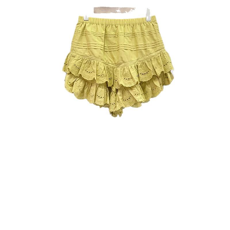 2026 French Spring/Summer Niche Fashion: Floral Lace Lantern Sleeve Blouse & Ruffle Skirt Pants