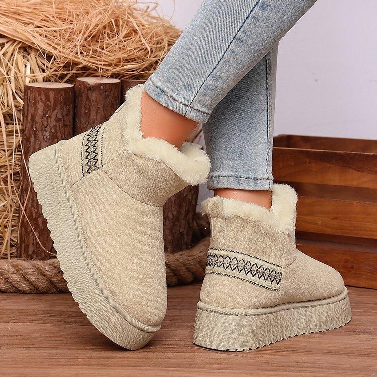 Women's Autumn-Winter Warm-Lined Thickened High-Top Snow Boots, Cozy Casual Footwear, Available In Large Sizes.