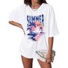 Summer Vibes Shirt Women Hawaiian Shirts Tropical Beach Summer Vacation T-Shirt Palm Tree Sunshine Graphic Tee Tops