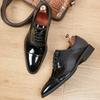 Echtes Leder Glänzend Herren Spitz zulaufende Business-Schuhe Lackleder Schuhe für Herren Luxus Party Büro Gespleißte Business-Schuhe Übergröße 45