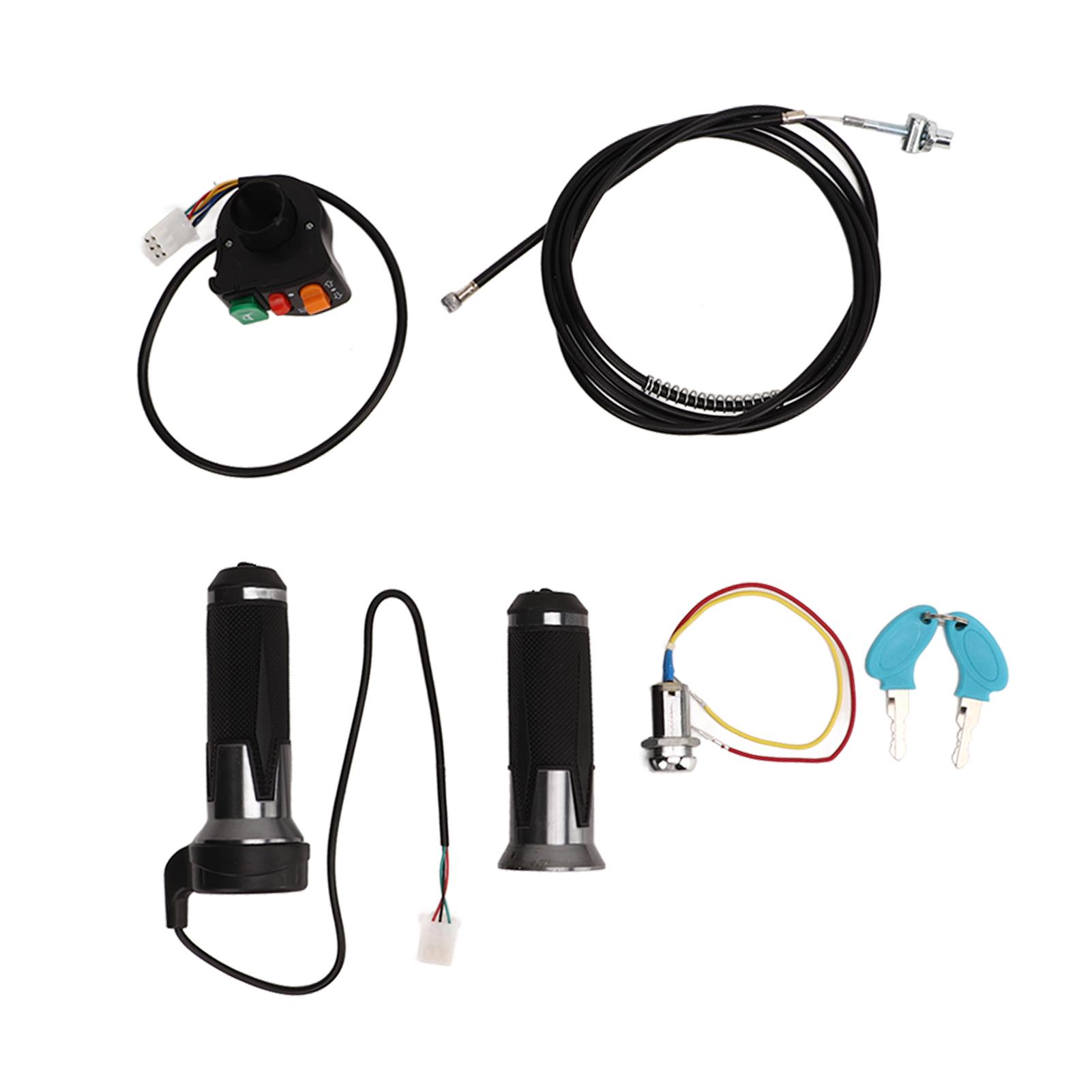 

Bike Throttle Grip Kit Anti Slip Bike Drum Brake Line Ignition Switch Key Kit for Electric Bike Scooter Motor