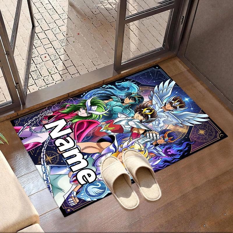 Custom Name Personalized Saint Seiya Print Carpet, Versatile Home Decor Rug, for Playroom, Apartment, Balcony, Entryway, Hallway Gift