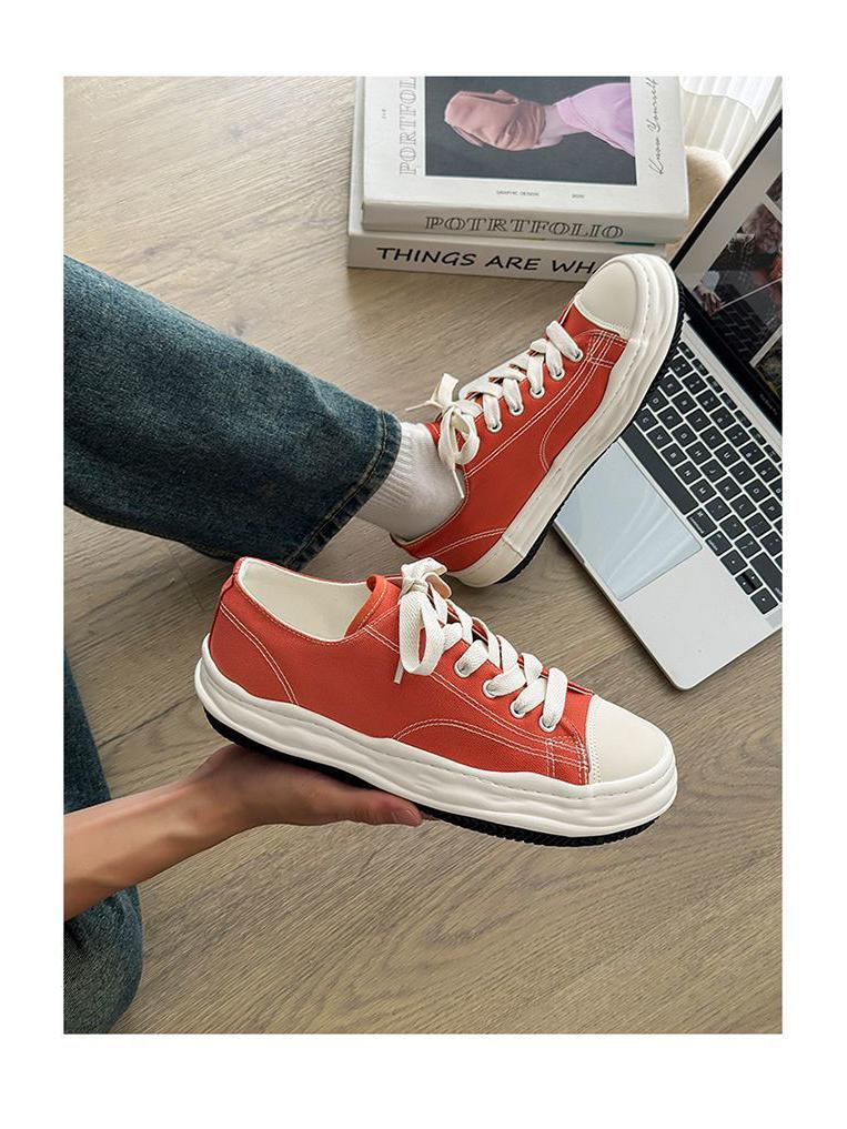 Korean Style Men's Canvas Skate Shoes, Breathable, Trendy, Versatile, Casual, Height-Increasing Soles.