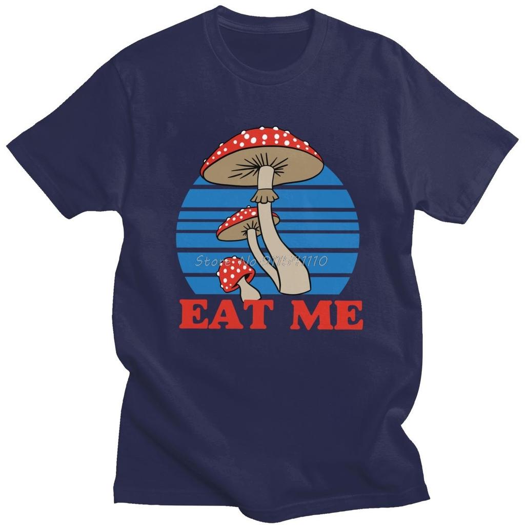 Funny Eat Me Mushroom T Shirt Men Short Sleeves Graphic Tshirt Fungi Psychedelic Hallucinations Tshirt Cotton Tee Tops Merch