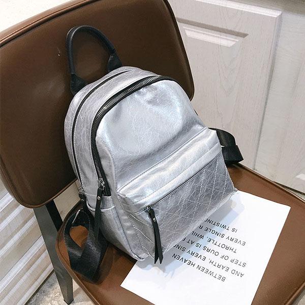 Damski Wielofunkcyjny Miękki Plecak PU Wszechstronna Uliczna Torba z Jasną Powierzchnią Jednokolorowa Casualowa Torba na Jedno Ramię