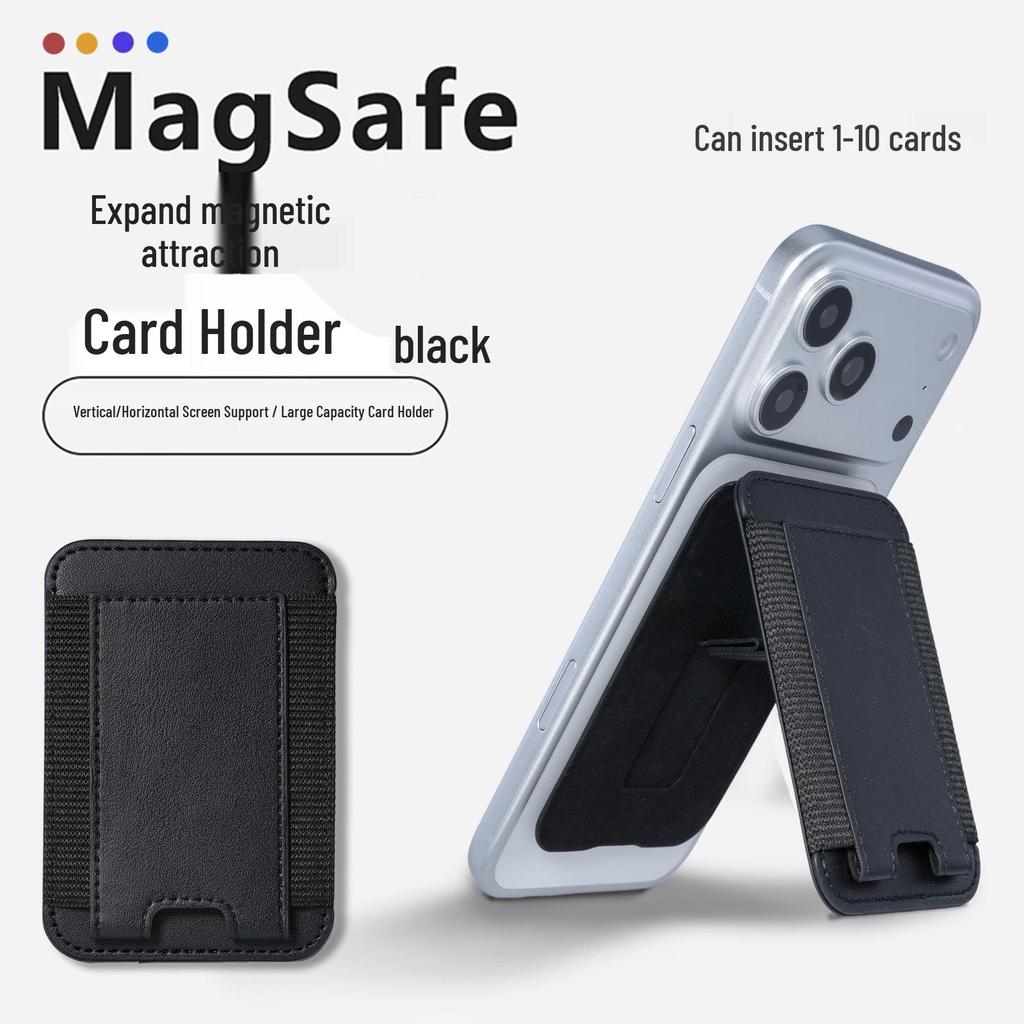 MagSafe Magnetic Card Holder Stand - Multifunctional PU Leather Universal Phone Accessory.