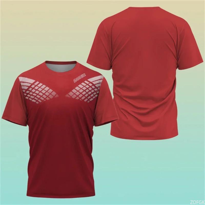 Neues Heißes 3D-Druck Boutique Tischtennishemd Trainings-T-Shirt Schweißaufnahme Bequemes Oberteil Badminton Sport Rundhals O N