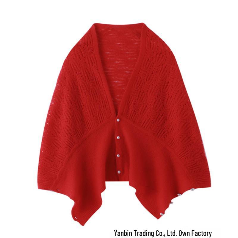 Cashmere Cross-Stitch Knit Shawl for Women - Air-Conditioned Room Cardigan, Shoulder & Neck Protector, Scarf Cape